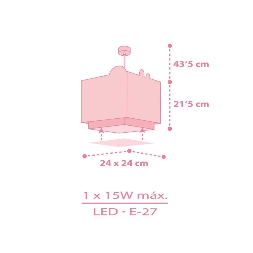 Dalber 63112S - Takkrona för barn  JUNGLE 1xE27/15W/230V rosa 