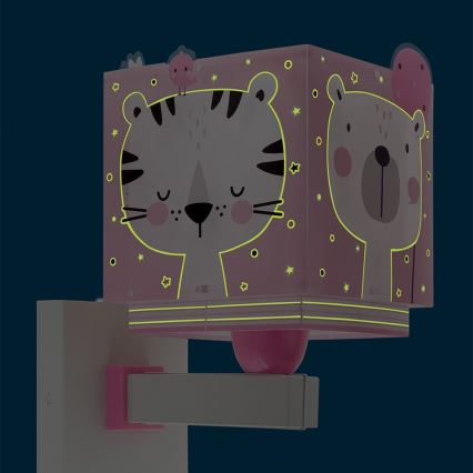 Dalber 63119S - Vägglampa för barn  JUNGLE 1xE27/15W/230V rosa