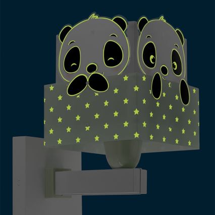 Dalber 63169H - Barnvägglampa PANDA 1xE27/60W/230V grön