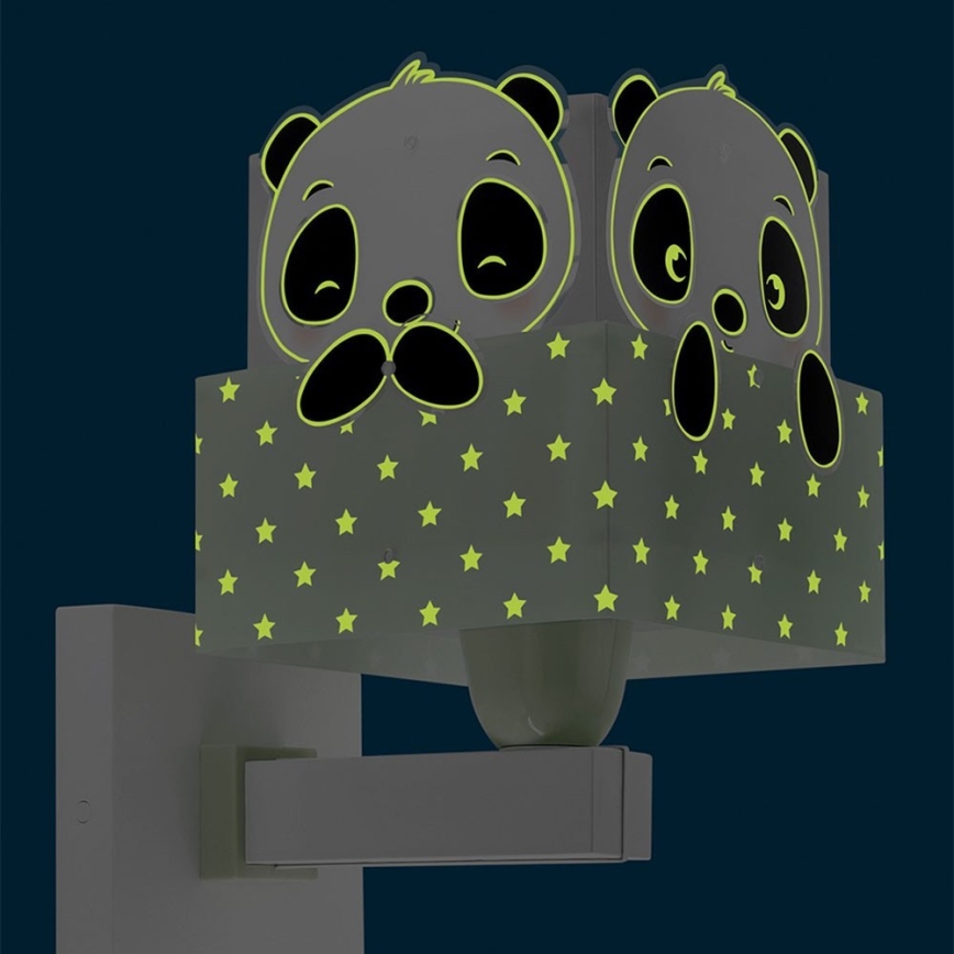 Dalber 63169H - Barnvägglampa PANDA 1xE27/60W/230V grön