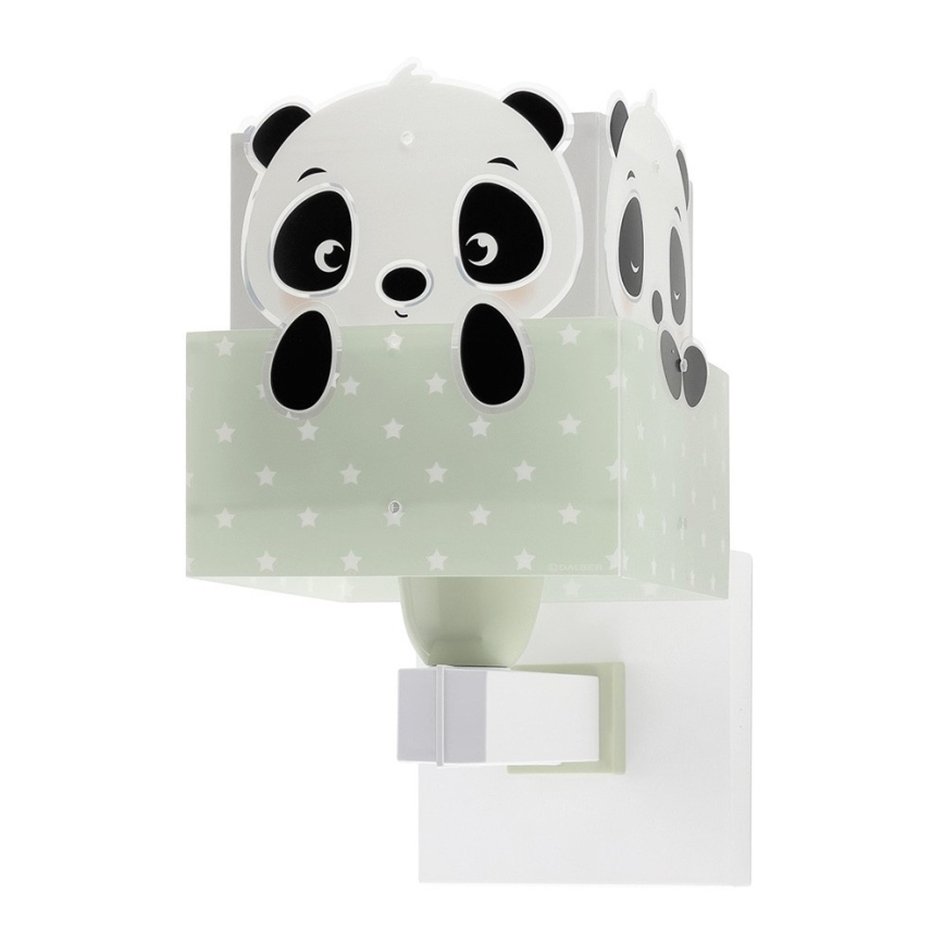 Dalber 63169H - Barnvägglampa PANDA 1xE27/60W/230V grön