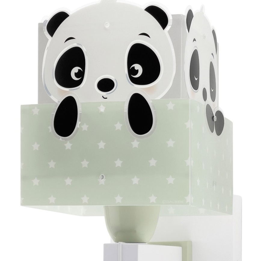Dalber 63169H - Barnvägglampa PANDA 1xE27/60W/230V grön