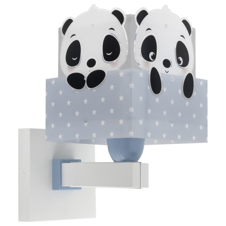 Dalber 63169T - Vägglampa för barn  PANDA 1xE27/60W/230V blå 