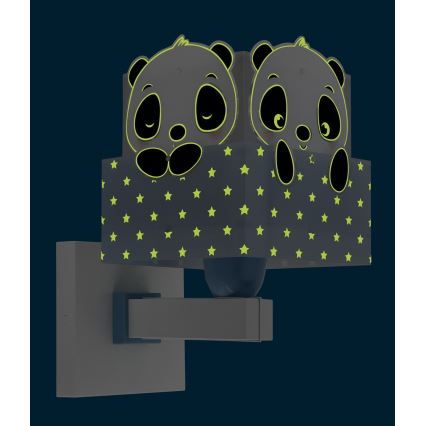 Dalber 63169T - Vägglampa för barn  PANDA 1xE27/60W/230V blå 