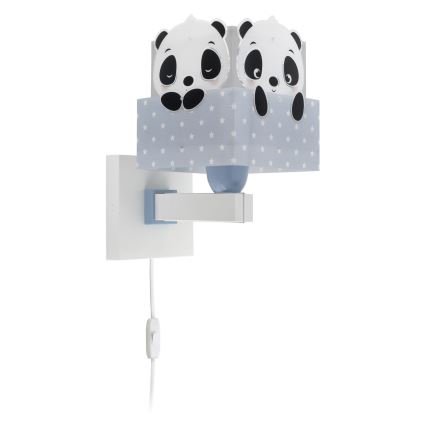 Dalber 63169T - Vägglampa för barn  PANDA 1xE27/60W/230V blå 