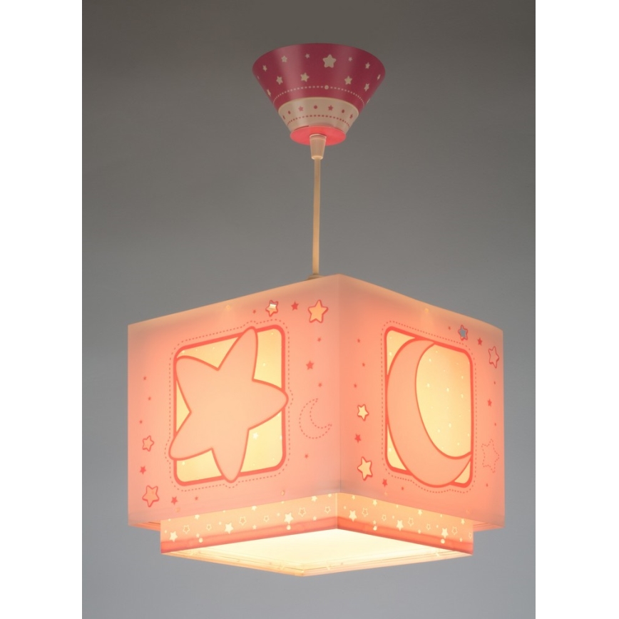 Dalber 63232S - Ljuskrona med snöre Barn MOON ljus 1xE27/60W/230V