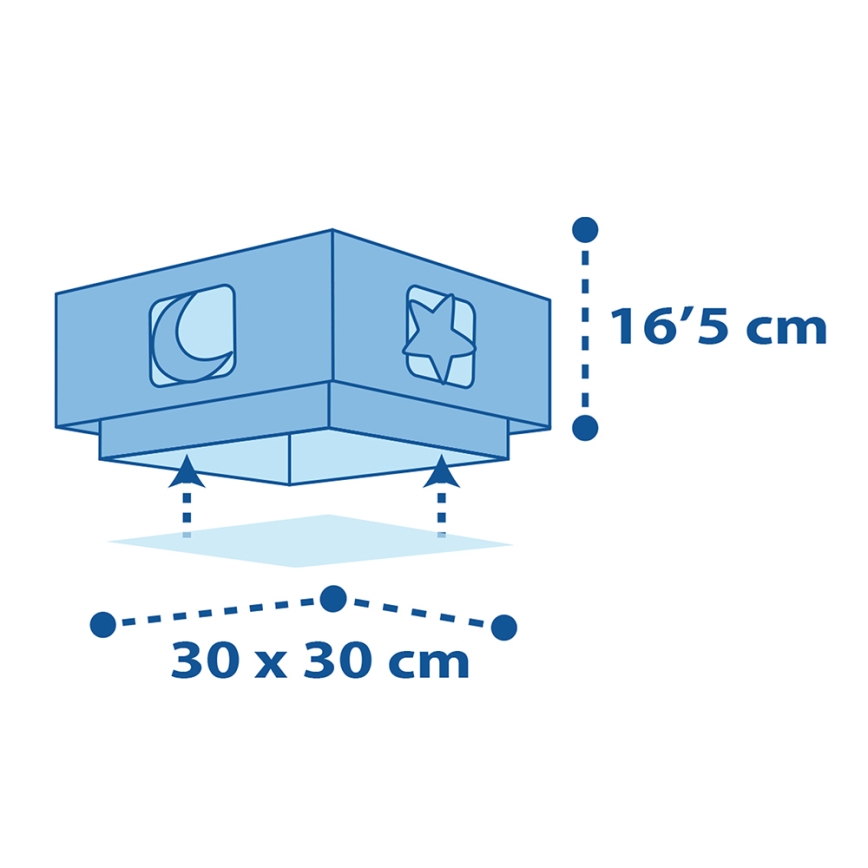 Dalber 63236T - Takbelysning för barn MOONLIGHT 2xE27/60W/230V blå
