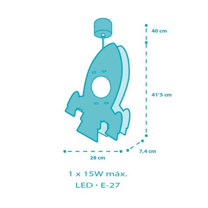 Dalber 63357 - Ljuskrona för barn ROCKET 1xE27/15W/230V