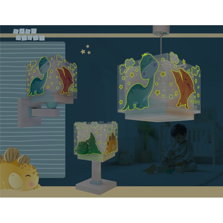 Dalber 63459 - Vägglampa för barn BABY DINOS 1xE27/15W/230V färgglad