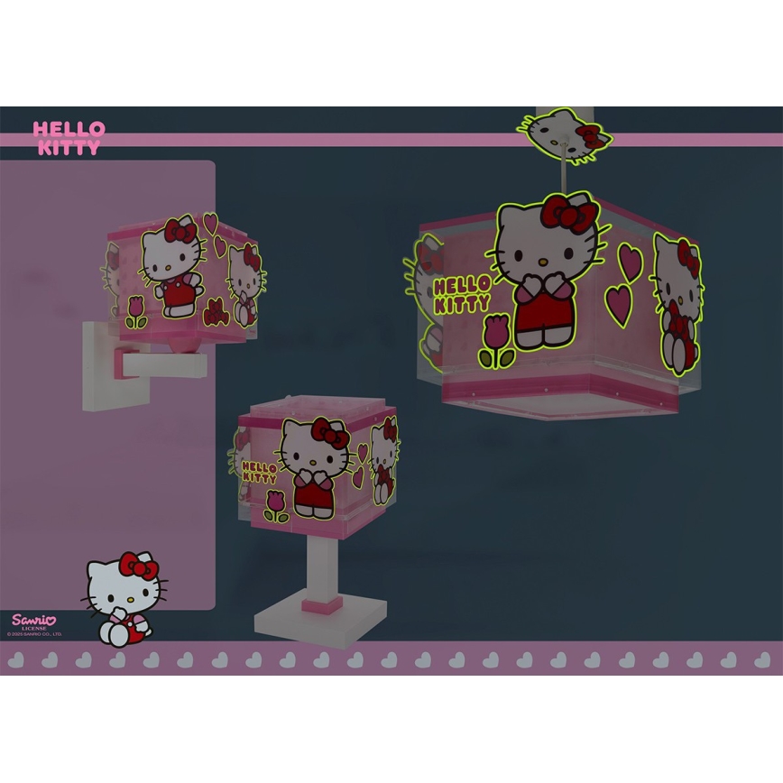 Dalber 73269 - Barnvägglampa HELLO KITTY 1xE27/15W/230V rosa