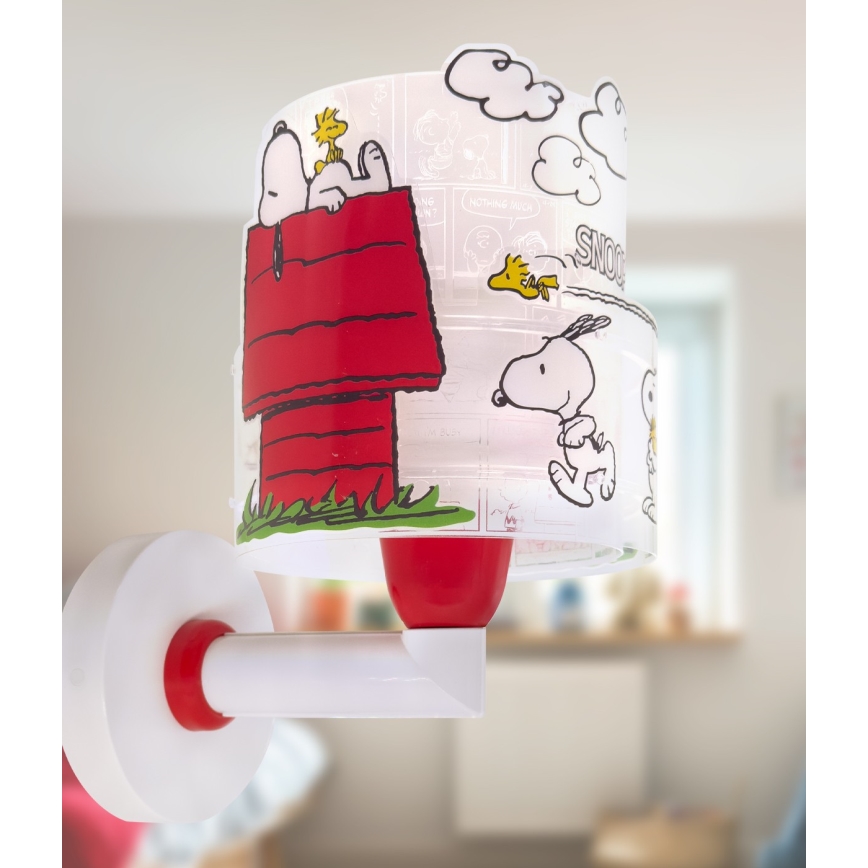 Dalber 76309 - Barnvägglampa SNOOPY 1xE27/15W/230V vit/röd