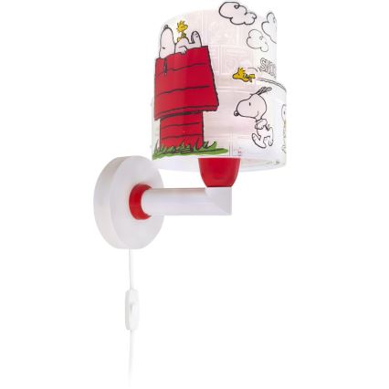 Dalber 76309 - Barnvägglampa SNOOPY 1xE27/15W/230V vit/röd