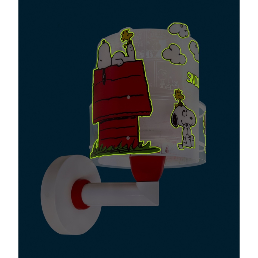 Dalber 76309 - Barnvägglampa SNOOPY 1xE27/15W/230V vit/röd