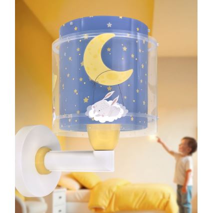 Dalber 76639 - Vägglampa för barn MOON DREAMS 1xE27/15W/230V blå