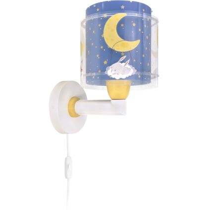 Dalber 76639 - Vägglampa för barn MOON DREAMS 1xE27/15W/230V blå