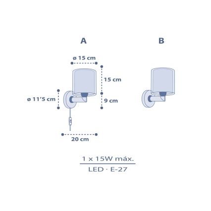Dalber 76639 - Vägglampa för barn MOON DREAMS 1xE27/15W/230V blå