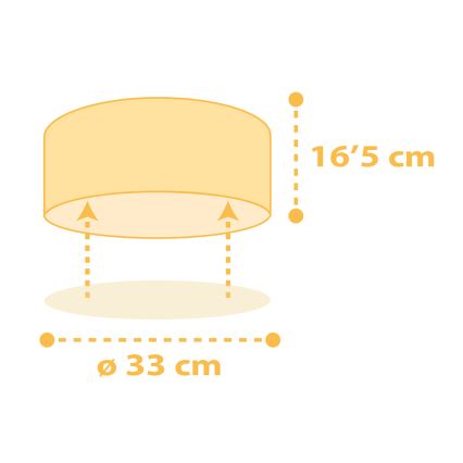 Dalber 82216A - Takbelysning för barn STAR LIGHT 2xE27/60W/230V gul