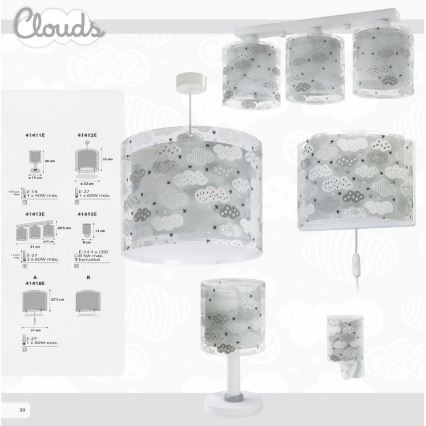 Dalber D-41413E - Barn Takbelysning CLOUDS 3xE27/60W/230V