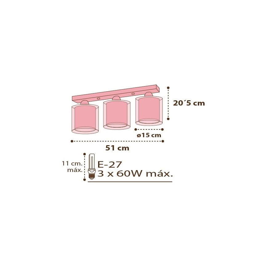 Dalber D-60293 - Barn Takbelysning BIRDS 3xE27/60W/230V