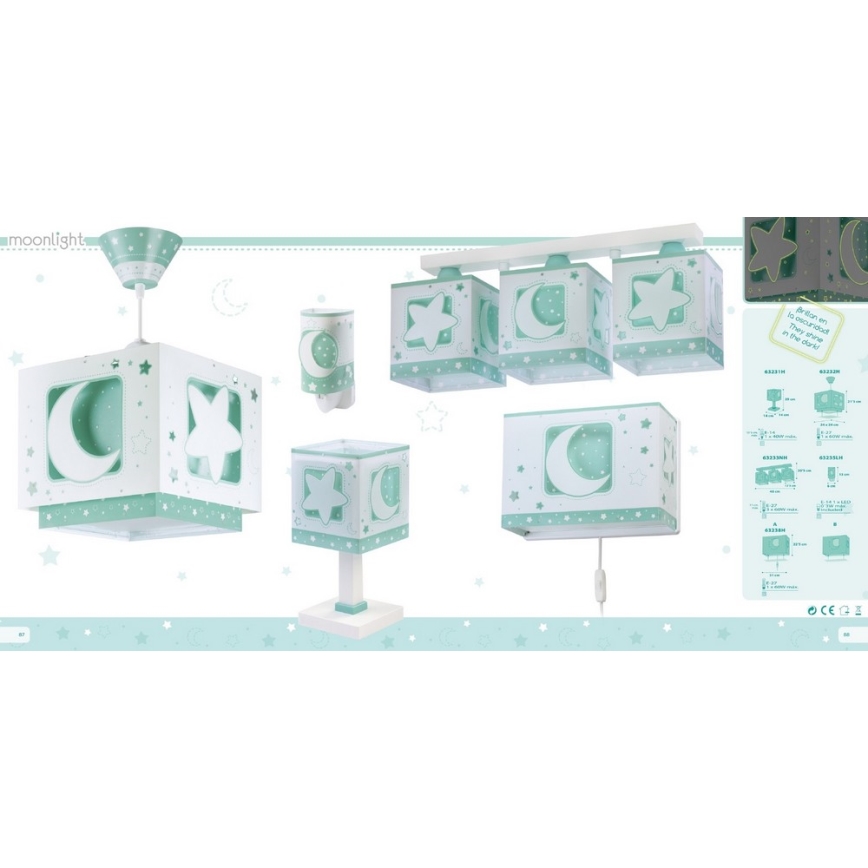Dalber D-63233NH - Barn Takbelysning MOONLIGHT 3xE27/60W/230V