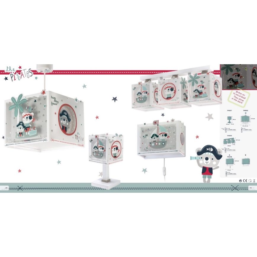 Dalber D-74552 - Ljuskrona Barn PIRATES 1xE27/60W/230V