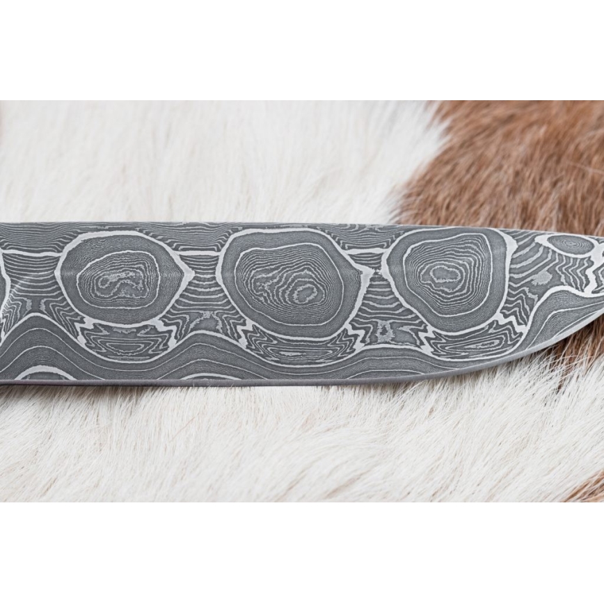 Damaskus jaktkniv 13 cm lönn/ebenholts