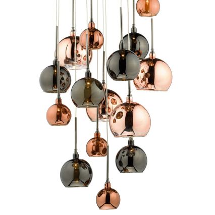 Där Lighting AUR1564 - Takpendel med vajer AURELIA, 15 x G4 (10 W), 230 V, svart/koppar