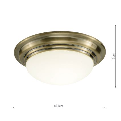 Där Lighting BAR5275 - Badrumstaklampa BARCLAY 1xE27/60W/230V Ø 31 cm mässing