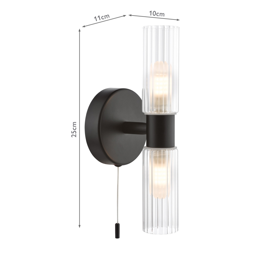 Där Lighting BOL0922 - Badrumsvägglampa BOLTON 2xG9/5W/230V IP44 svart