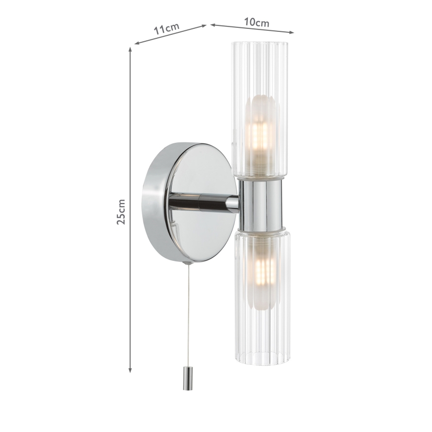 Där Lighting BOL0950 - Vägglampa för badrum BOLTON 2xG9/5W/230V IP44 blank krom
