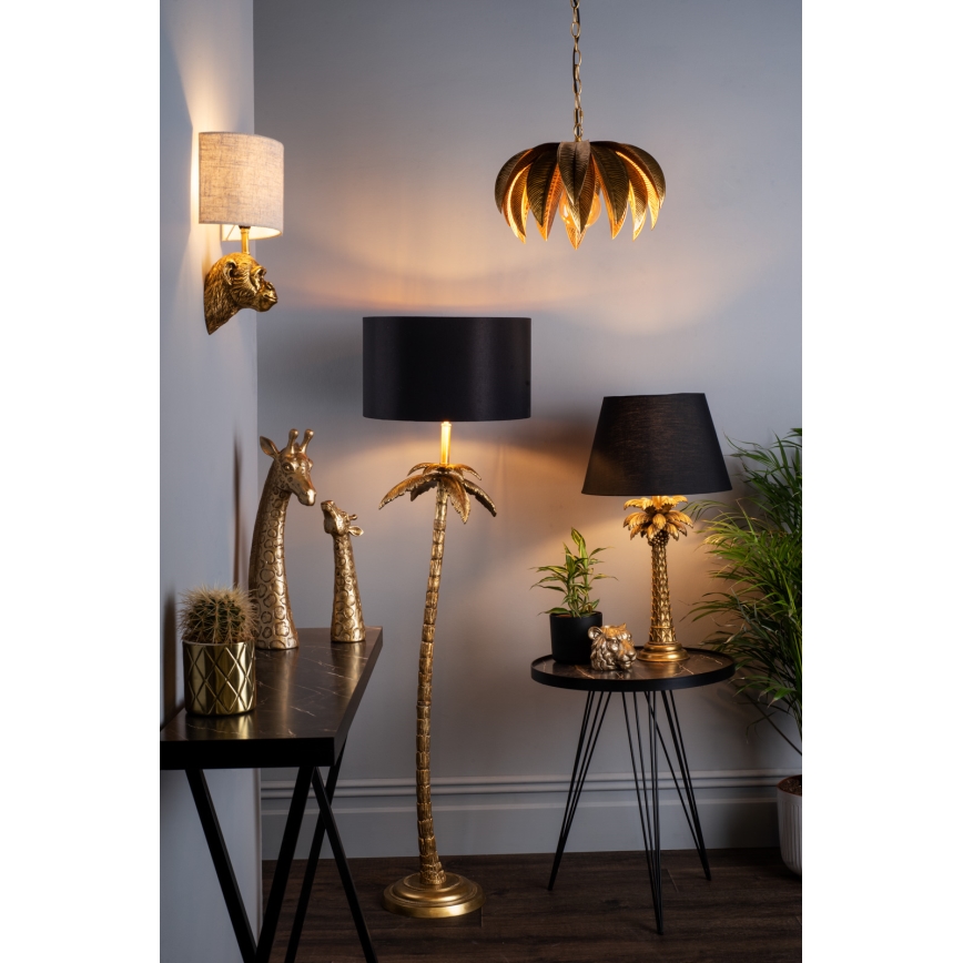 Där Lighting CAR0135 - Taklampa med kedja CARA 1xE27/60W/230V, guldig