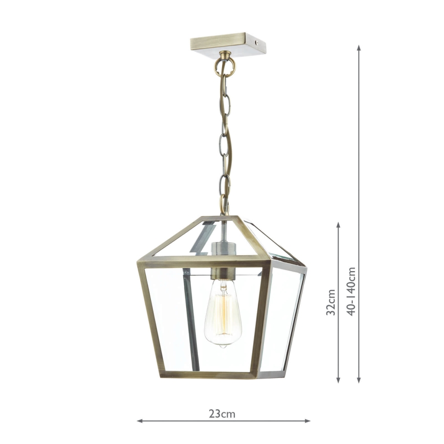 Där Lighting CHU0175 - Taklampa med kedja CHURCHILL 1xE27/60W/230V, mässing