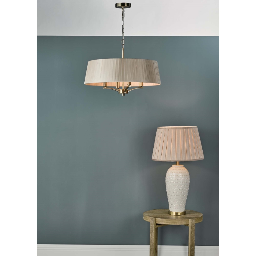 Där Lighting CRI0429 - Kedjeupphängd taklampa CRISTIN 4xE14/40W/230V mässing/taupe
