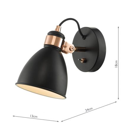 Där Lighting FRE0722 - Väggspotlight FREDERICK 1xE14/40W/230V svart