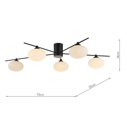 Där Lighting JAS5422 - Ytmonterad taklampa JASPER 5xG9/25W/230V svart