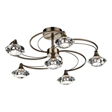 Där Lighting LUT0675 - Ytmonterad ljuskrona LUTHER, 6 x G9, 40 W, 230 V, mässing