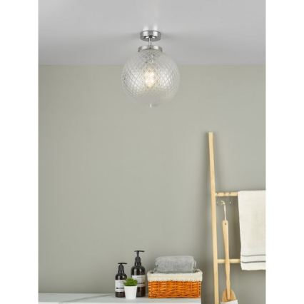 Där Lighting WAY0150 - Badrumstaklampa WAYNE 1xE27/40W/230V IP44 Ø 25 cm blank krom