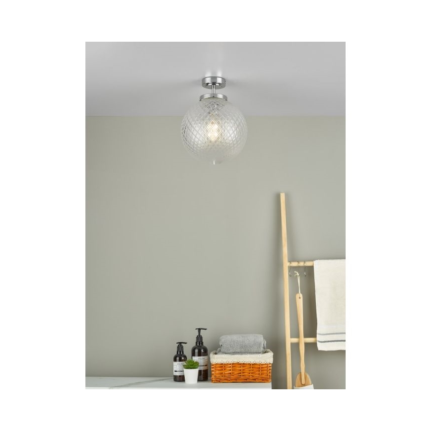 Där Lighting WAY0150 - Badrumstaklampa WAYNE 1xE27/40W/230V IP44 Ø 25 cm blank krom