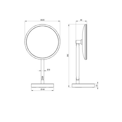 Deante ADI_Z812 - LED Uppladdningsbar sminkspegel för badrum SILIA LED/5V 5000 mAh 2700-6500K IP44
