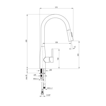 Deante BDH_N72M - Tvättställsblandare med utdragbar spruta LUKRECJA svart