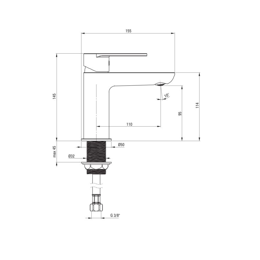 Deante BGA_020M - Tvättställsblandare ALPINIA polerat krom