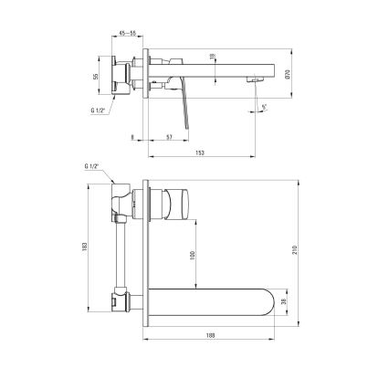 Deante BGA_N54L - ALPINIA tvättställsblandare för inbyggd installation, svart