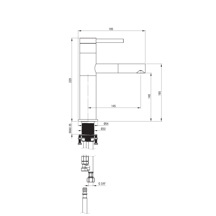 Deante BGE_022M - Tvättställsblandare med utdragbar handdusch ORA 22,9 cm, polerad krom