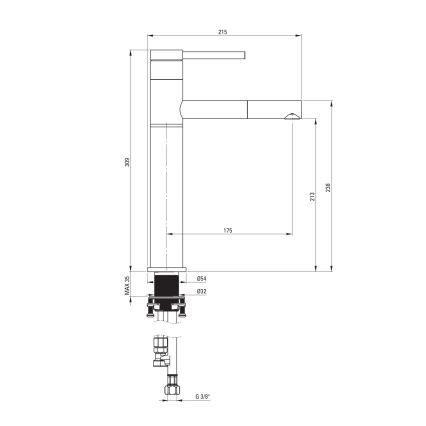 Deante BGE_N22K - ORA tvättställsblandare med utdragbar dusch, 30,9 cm, svart