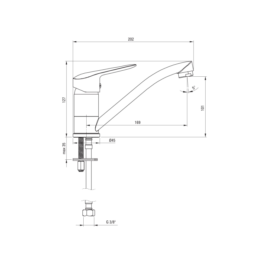 Deante BMO_N26M - BORO tvättställsblandare 12,7 cm, svart