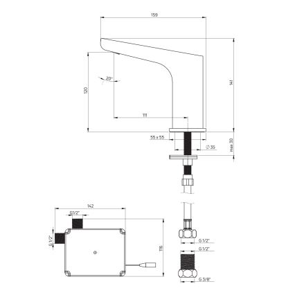 Deante BQH_028R - Beröringsfri tvättställsblandare HIACYNT 4xAA skinande krom