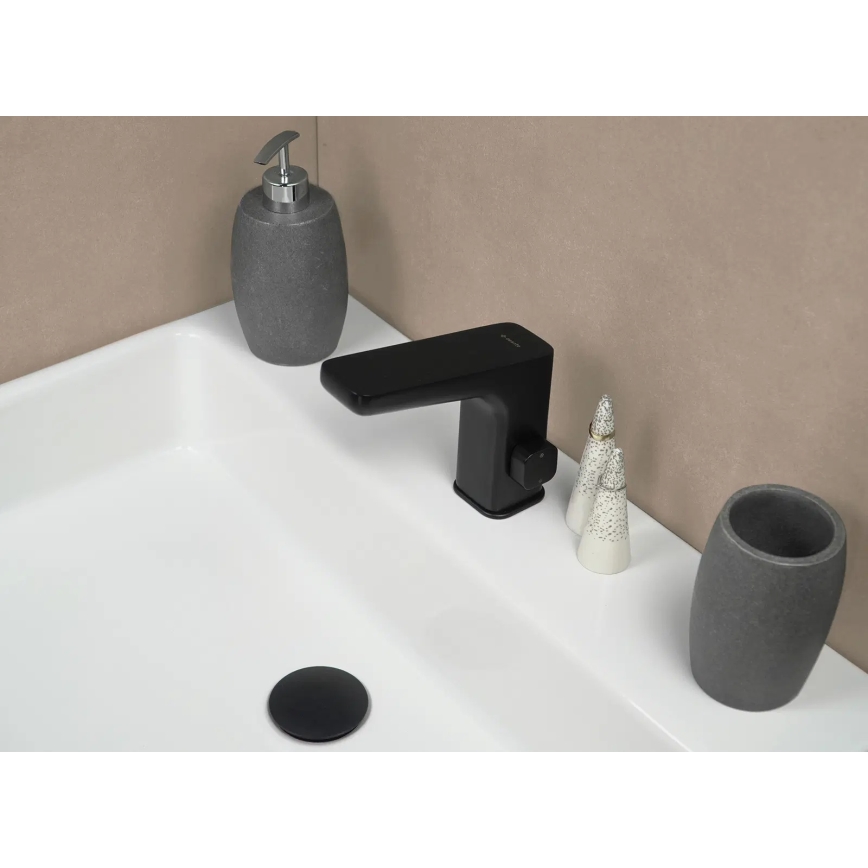 Deante BQH_N29R - Beröringsfri tvättställsblandare med temperaturreglering HIACYNT 4xAA svart