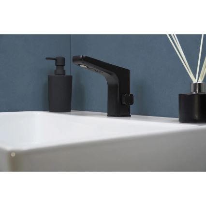 Deante BQH_N29R - Beröringsfri tvättställsblandare med temperaturreglering HIACYNT 4xAA svart