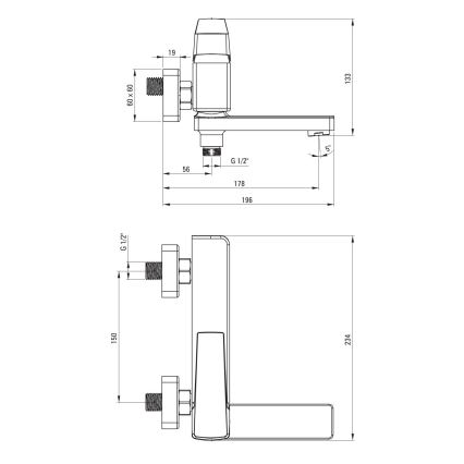 Deante BQL_012M - Badkarsblandare med fällbar pip BLUR, blank krom