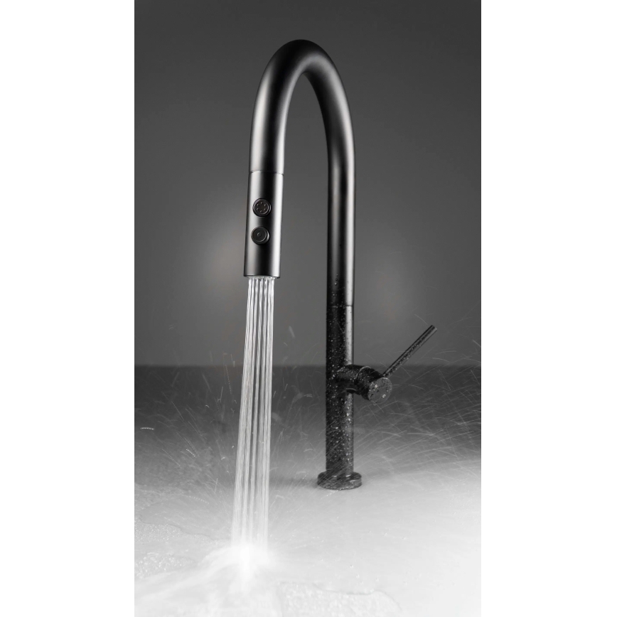 Deante BQO_N72M - Tvättställsblandare med utdragbar spruta OLFATO svart